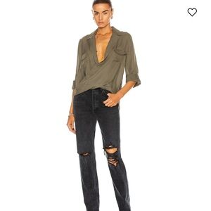 L'AGENCE Khaki Wrap Blouse